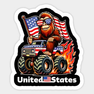 Bigfoot riding monter truck for 4th of july Sticker